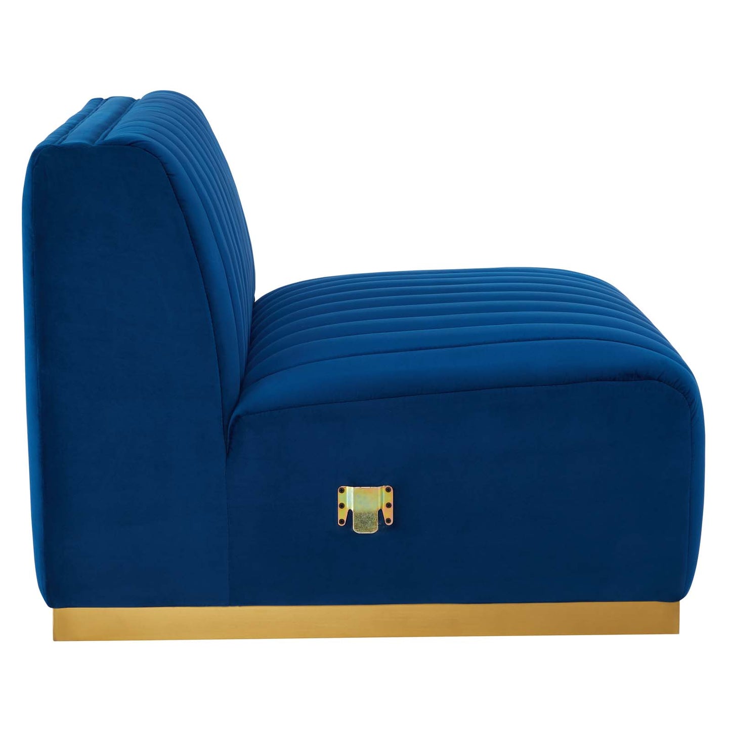 Conjure Channel Tufted Performance Velvet Armless Chair Gold Navy EEI-5504-GLD-NAV