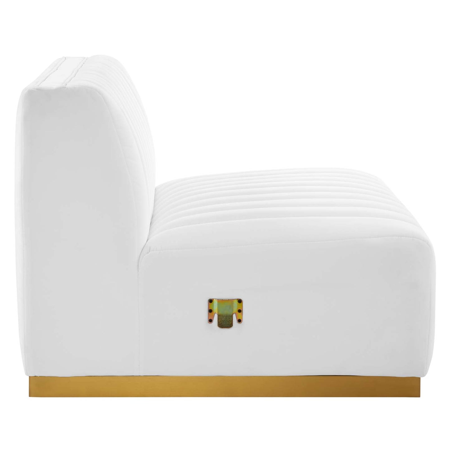 Conjure Channel Tufted Performance Velvet Armless Chair Gold White EEI-5504-GLD-WHI