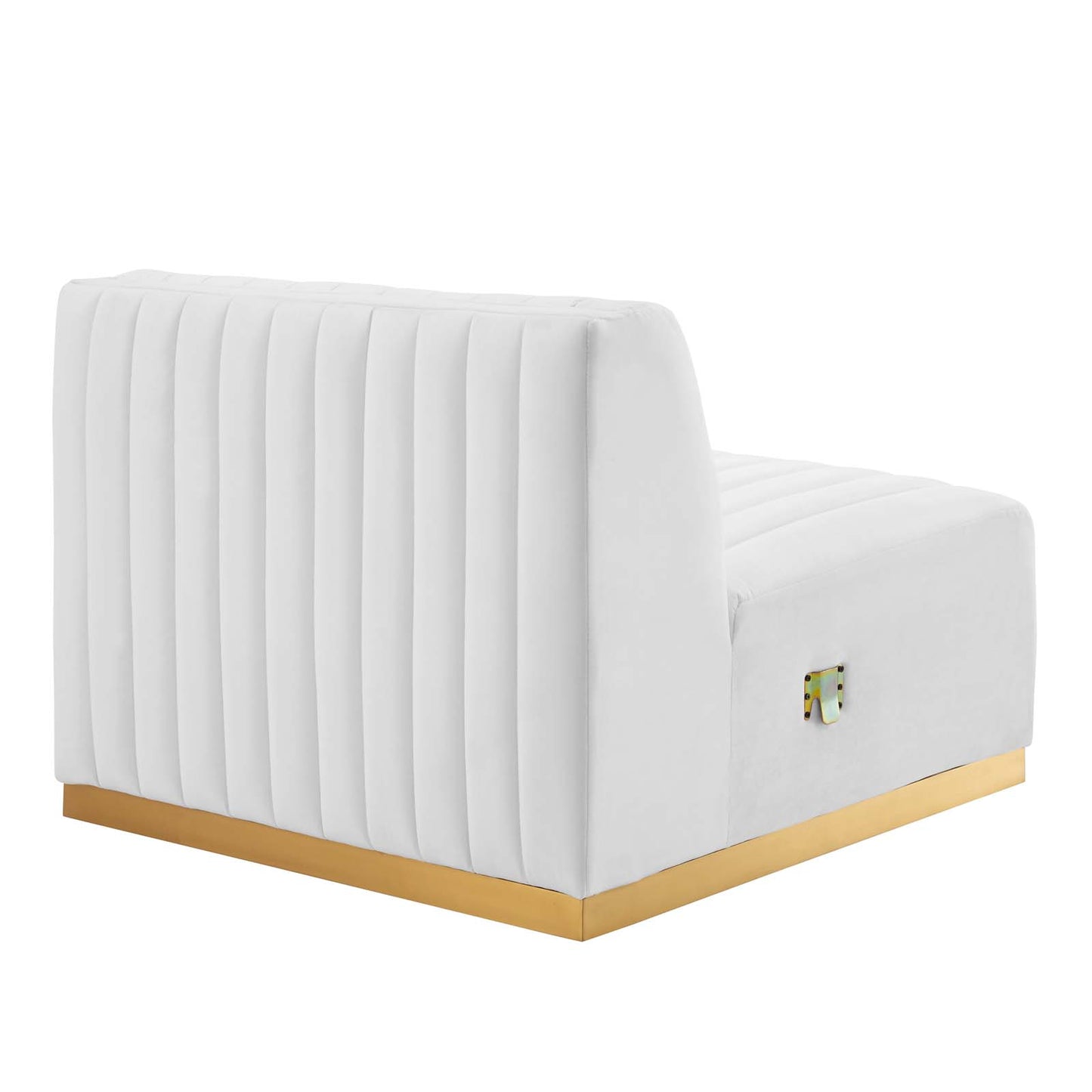 Conjure Channel Tufted Performance Velvet Armless Chair Gold White EEI-5504-GLD-WHI