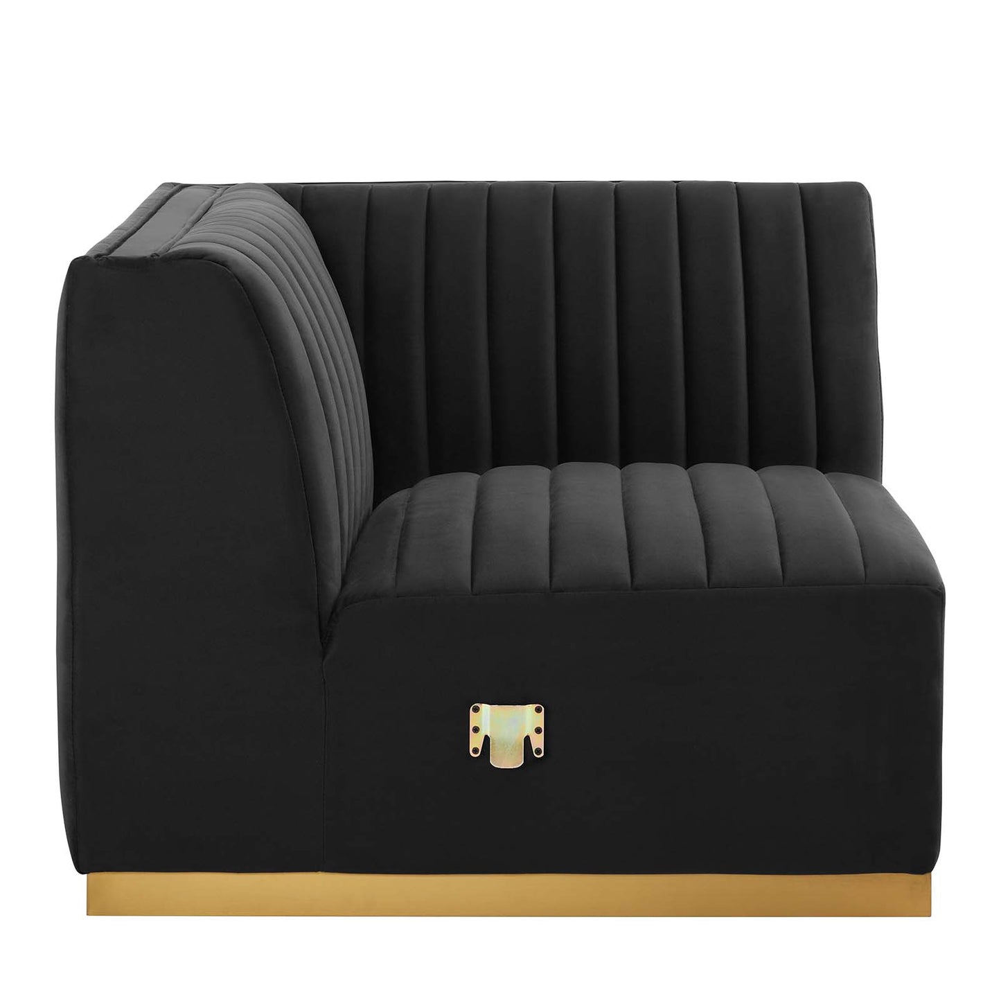 Conjure Channel Tufted Performance Velvet Left Corner Chair Gold Black EEI-5505-GLD-BLK