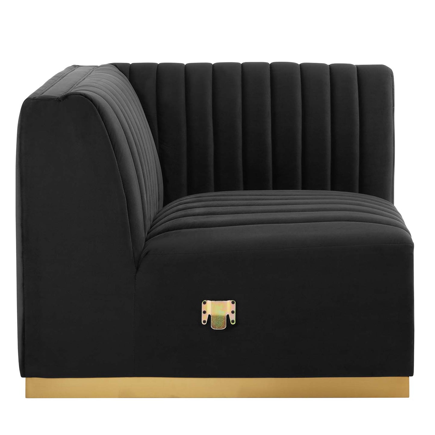 Conjure Channel Tufted Performance Velvet Right Corner Chair Gold Black EEI-5506-GLD-BLK