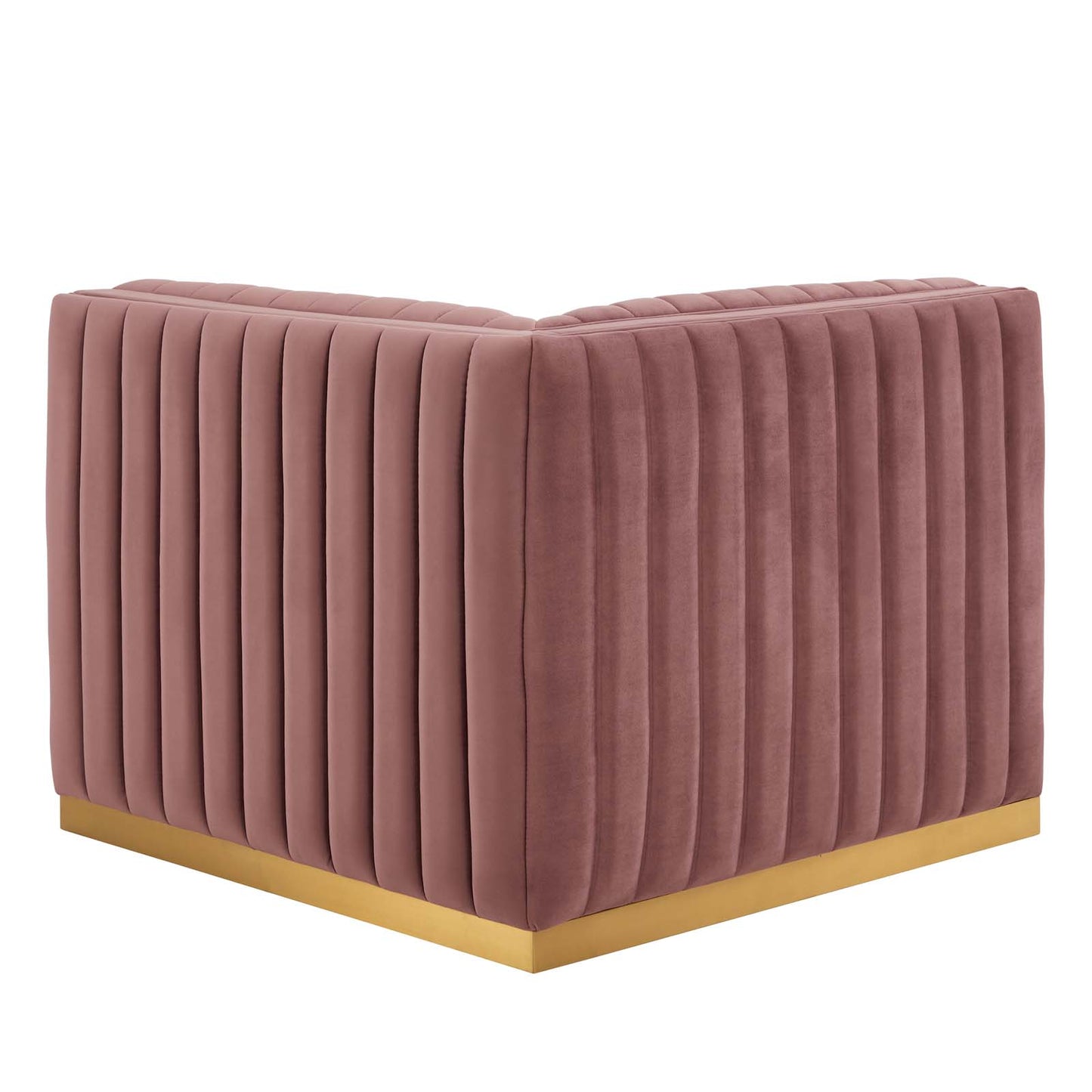 Conjure Channel Tufted Performance Velvet Right Corner Chair Gold Dusty Rose EEI-5506-GLD-DUS