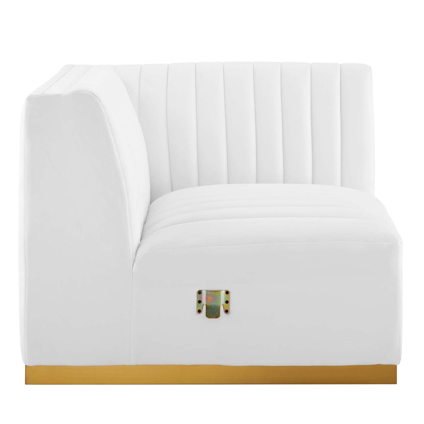 Conjure Channel Tufted Performance Velvet Right Corner Chair Gold White EEI-5506-GLD-WHI