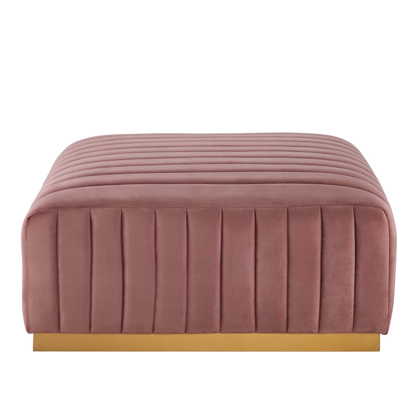Conjure Channel Tufted Performance Velvet Ottoman Gold Dusty Rose EEI-5507-GLD-DUS