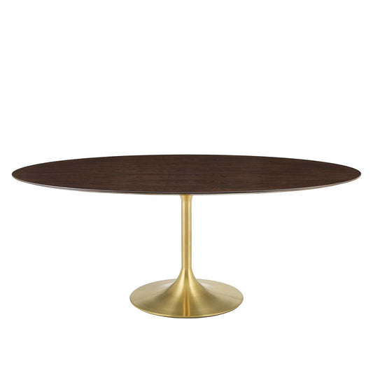 Lippa 78" Oval Wood Dining Table Gold Cherry Walnut