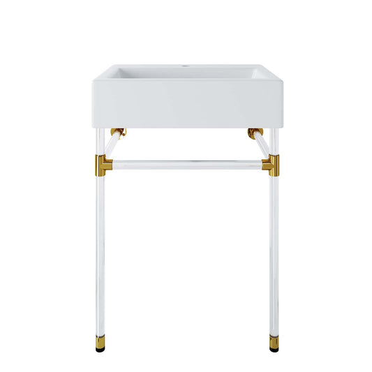 Redeem 24" Acrylic Wall-Mount Bathroom Vanity Clear White