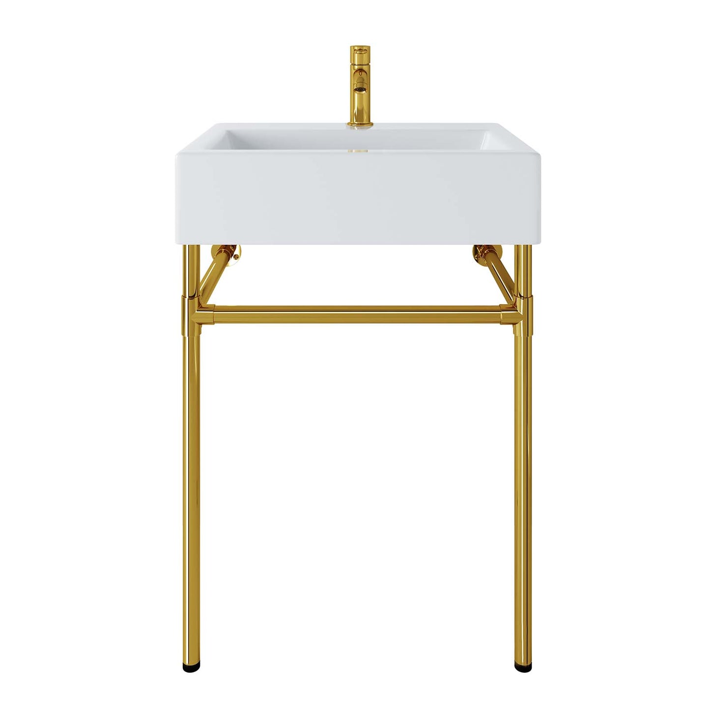 Redeem 24" Wall-Mount Gold Stainless Steel Bathroom Vanity Gold White EEI-5536-GLD-WHI