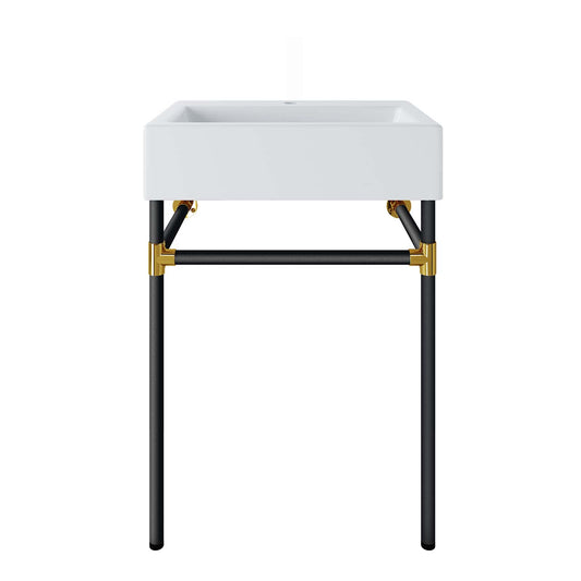 Redeem 24" Wall-Mount Black Stainless Steel Bathroom Vanity Black White