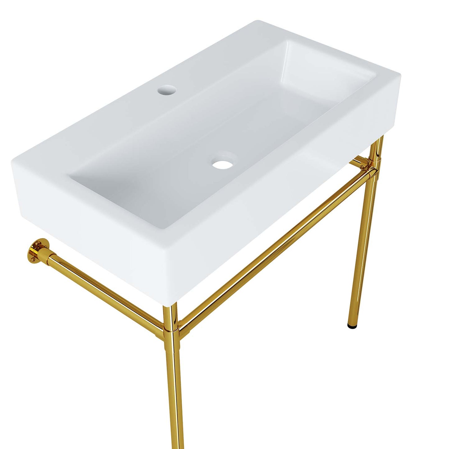 Redeem 32" Wall-Mount Gold Stainless Steel Bathroom Vanity Gold White EEI-5540-GLD-WHI