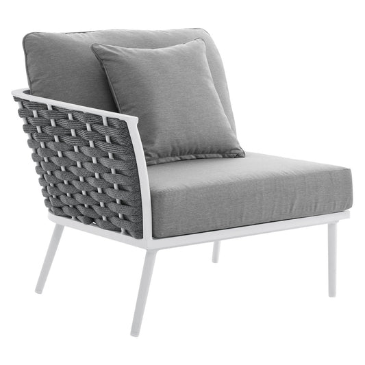 Stance Outdoor Patio Aluminum Left-Facing Armchair White Gray