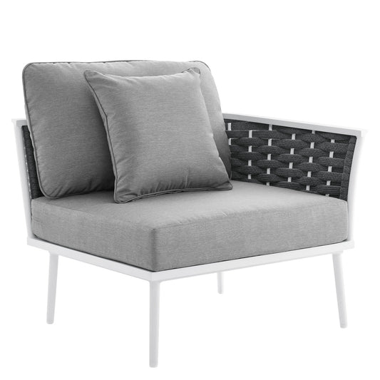 Stance Outdoor Patio Aluminum Right-Facing Armchair White Gray