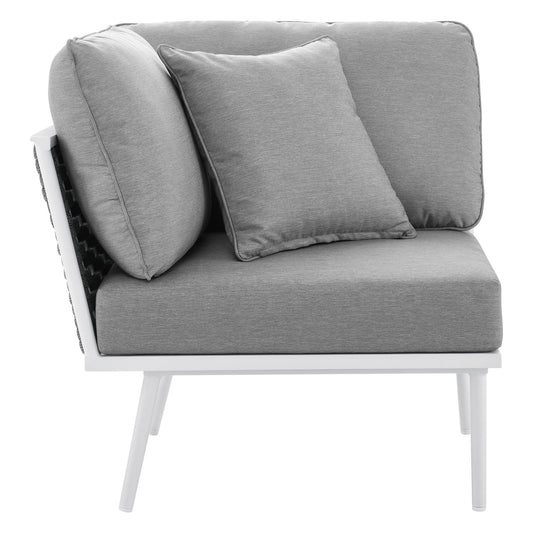 Stance Outdoor Patio Aluminum Corner Chair White Gray
