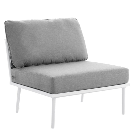 Stance Outdoor Patio Aluminum Armless Chair White Gray