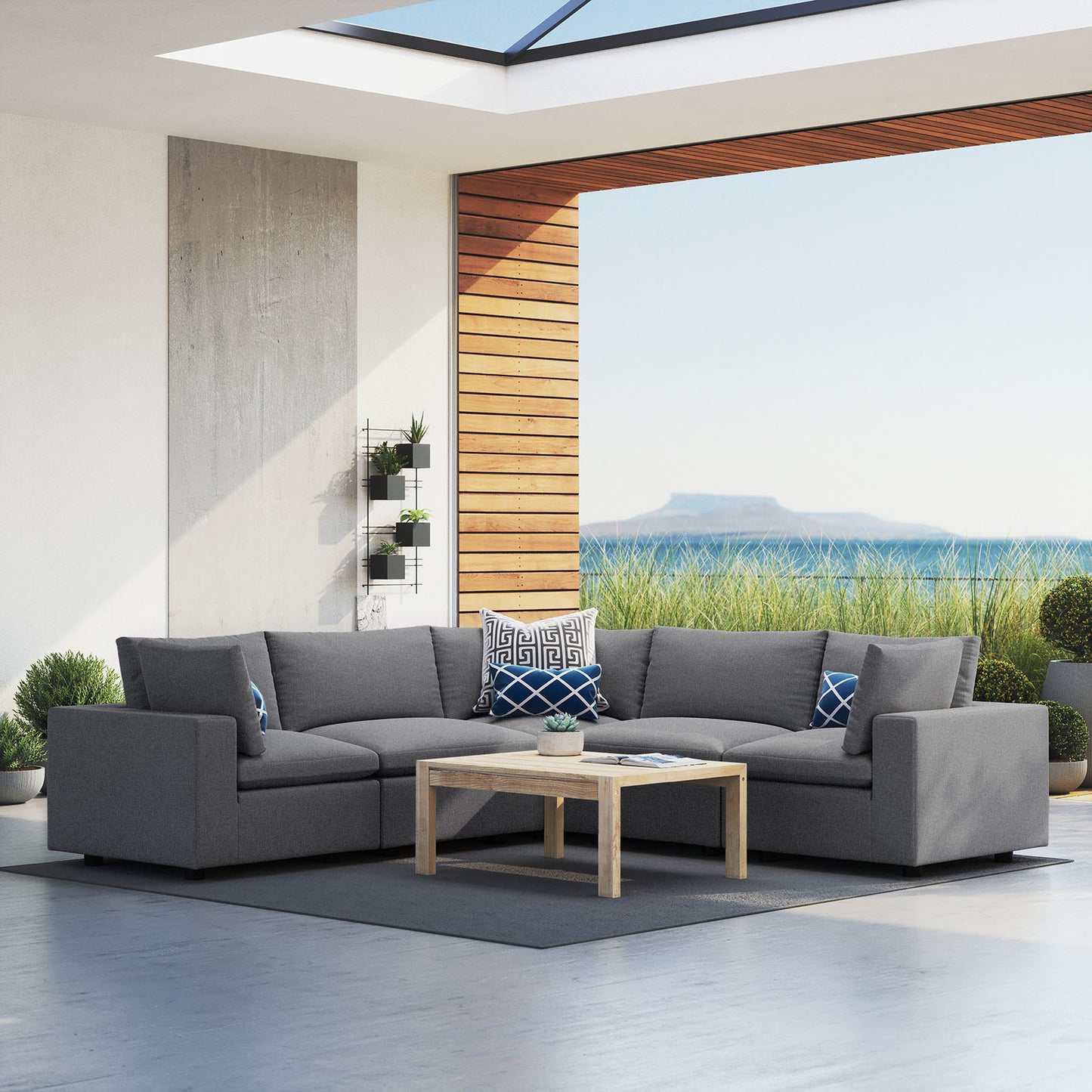 Commix 5-Piece Sunbrella® Outdoor Patio Sectional Sofa by Modway
