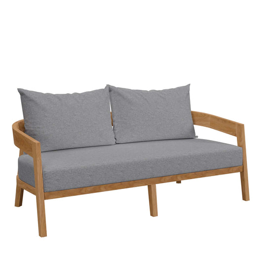 Brisbane Teak Wood Outdoor Patio Loveseat Natural Gray