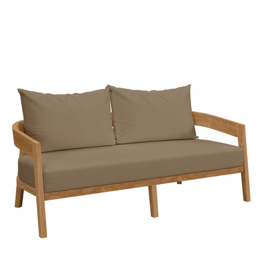 Brisbane Teak Wood Outdoor Patio Loveseat Natural Light Brown