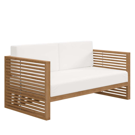 Carlsbad Teak Wood Outdoor Patio Loveseat Natural White