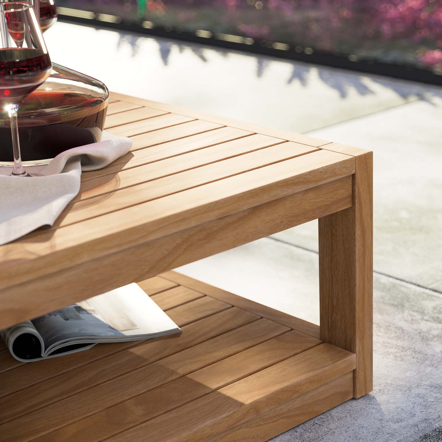 Carlsbad Teak Wood Outdoor Patio Coffee Table Natural EEI-5608-NAT