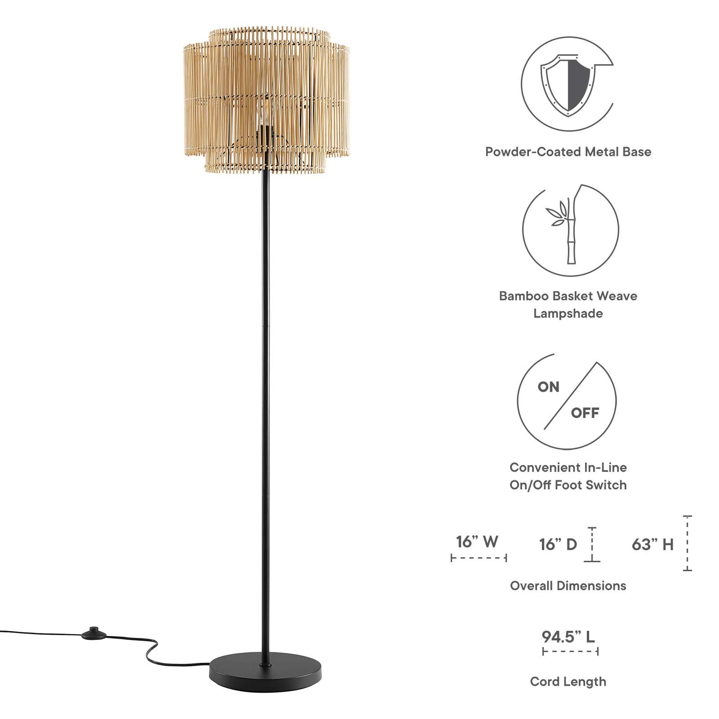 Nourish Bamboo Floor Lamp Natural EEI-5611-NAT