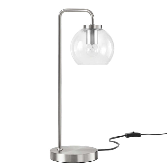 Silo Glass Globe Glass and Metal Table Lamp Satin Nickel EEI-5617-SNL