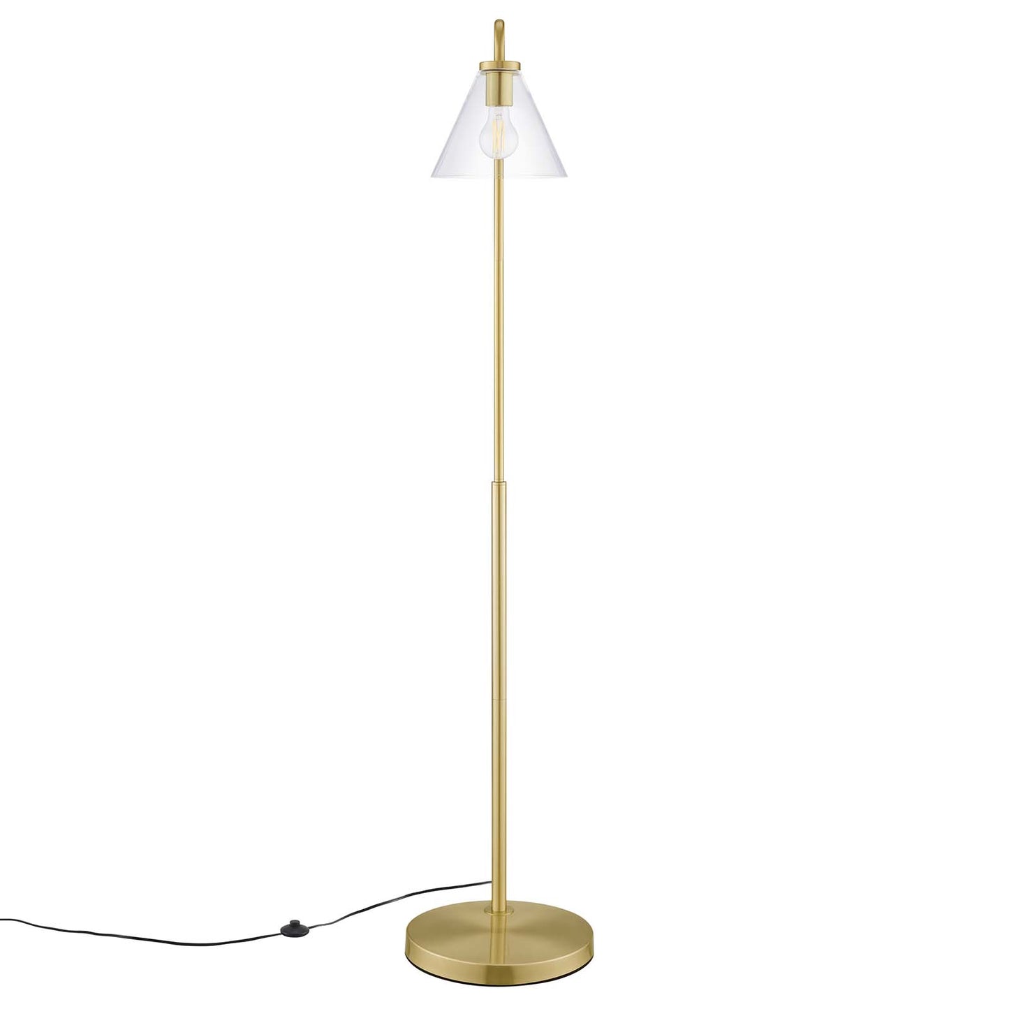 Element Transparent Glass Glass and Metal Floor Lamp Satin Brass EEI-5618-SBR