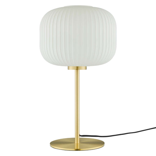 Reprise Glass Sphere Glass and Metal Table Lamp White Satin Brass EEI-5622-WHI-SBR
