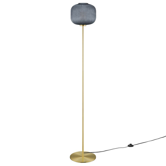 Reprise Glass Sphere Glass and Metal Floor Lamp Black Satin Brass EEI-5623-BLK-SBR