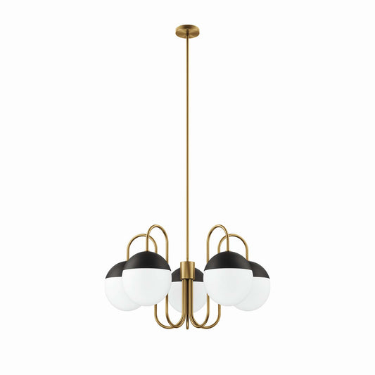 Stellar 5-Light Chandelier Opal Satin Brass