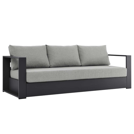 Tahoe Outdoor Patio Powder-Coated Aluminum Sofa Gray Gray