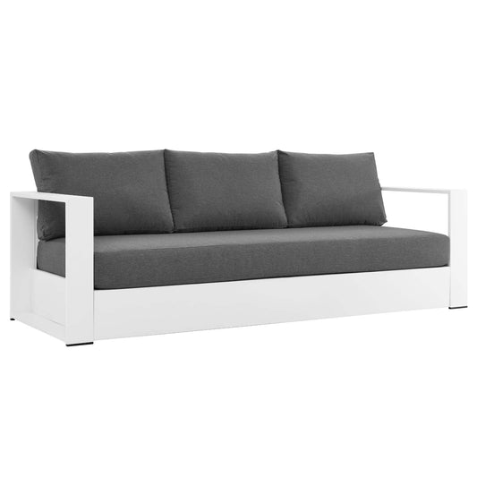 Tahoe Outdoor Patio Powder-Coated Aluminum Sofa White Charcoal