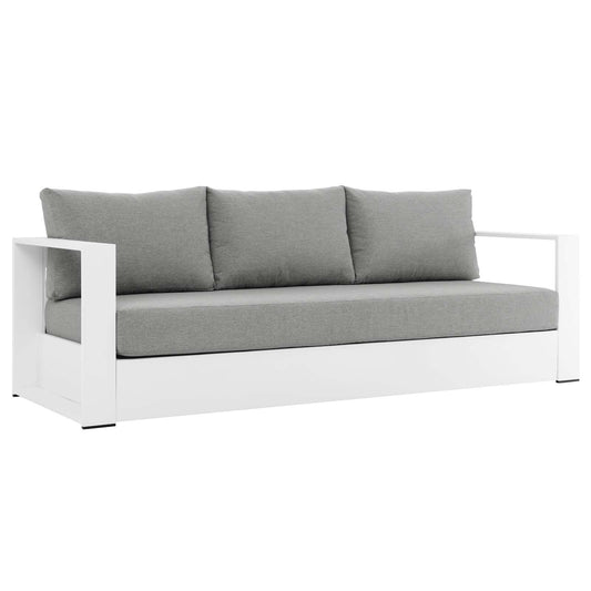 Tahoe Outdoor Patio Powder-Coated Aluminum Sofa White Gray