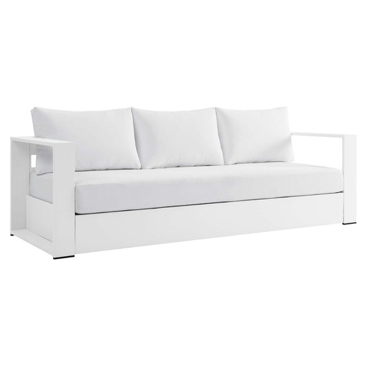 Tahoe Outdoor Patio Powder-Coated Aluminum Sofa White White