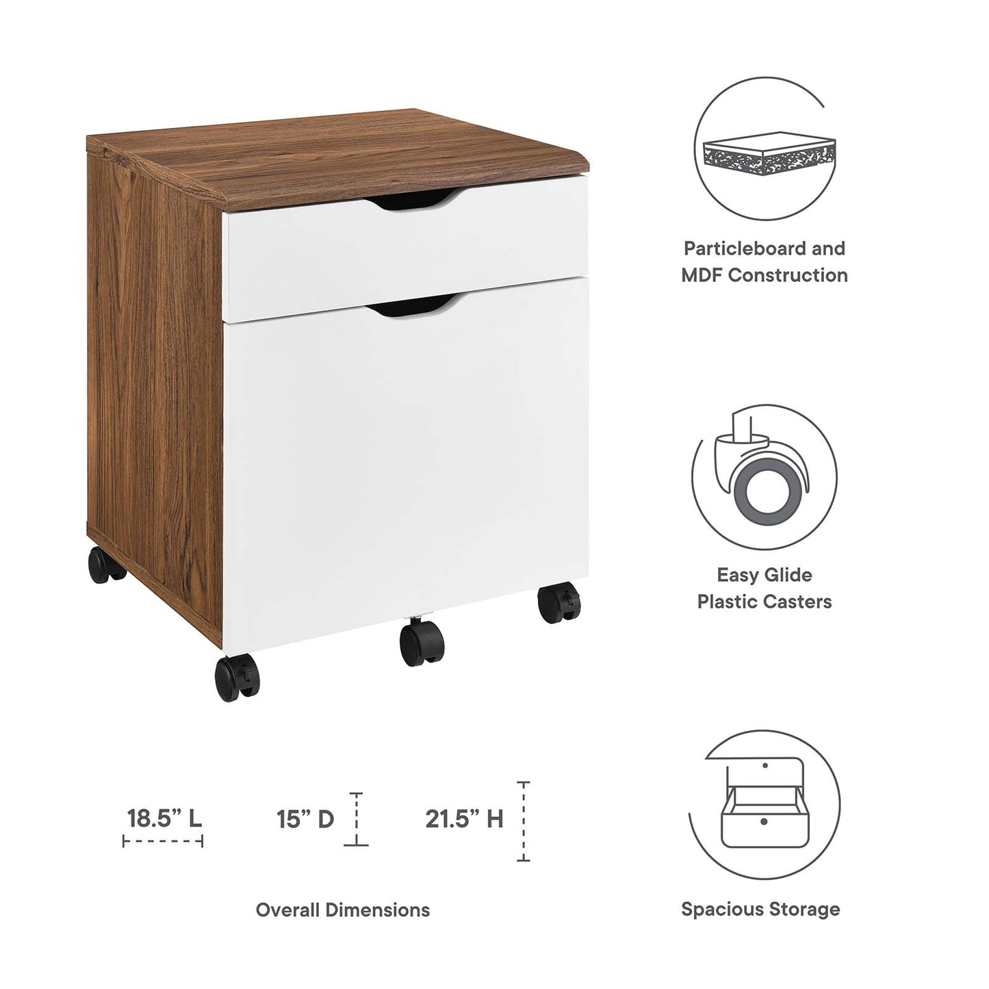 Envision Wood File Cabinet Walnut White EEI-5706-WAL-WHI