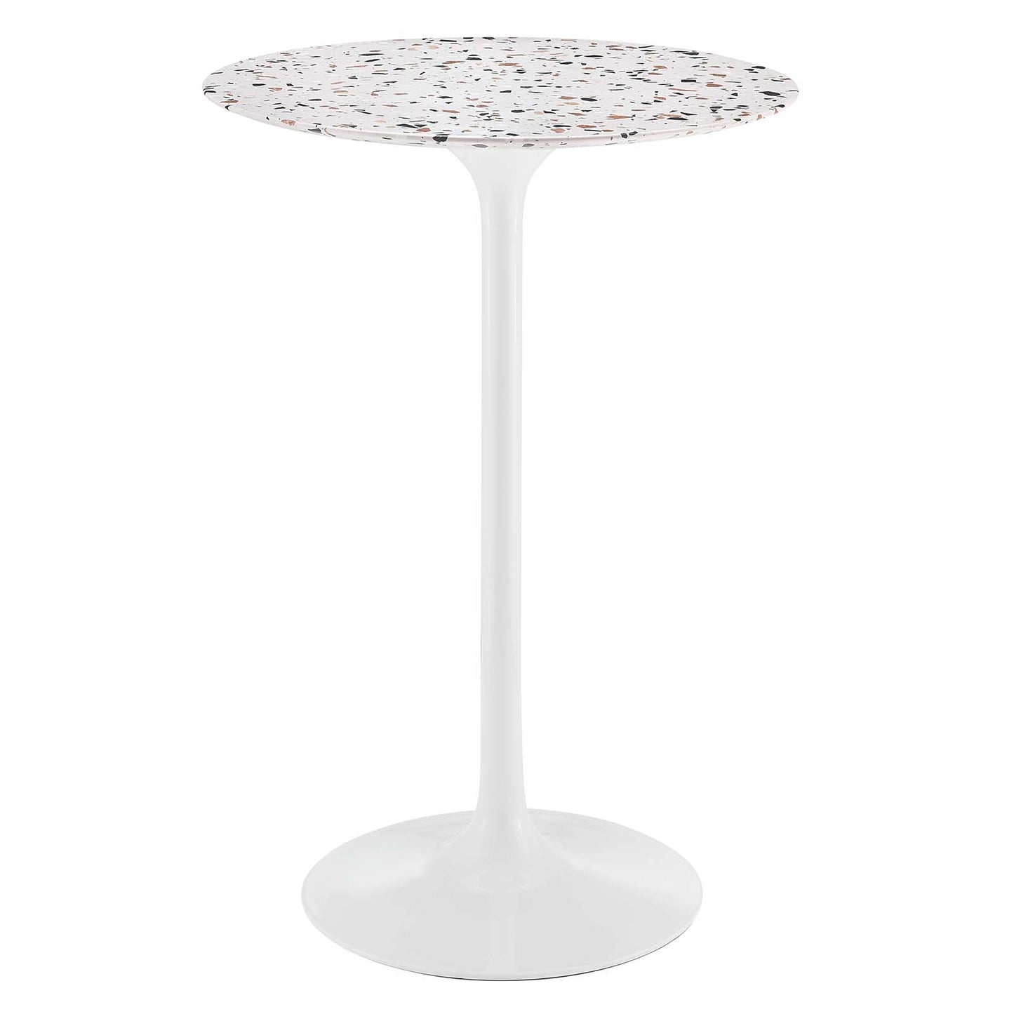 Lippa 28" Round Terrazzo Bar Table White White EEI-5707-WHI-WHI