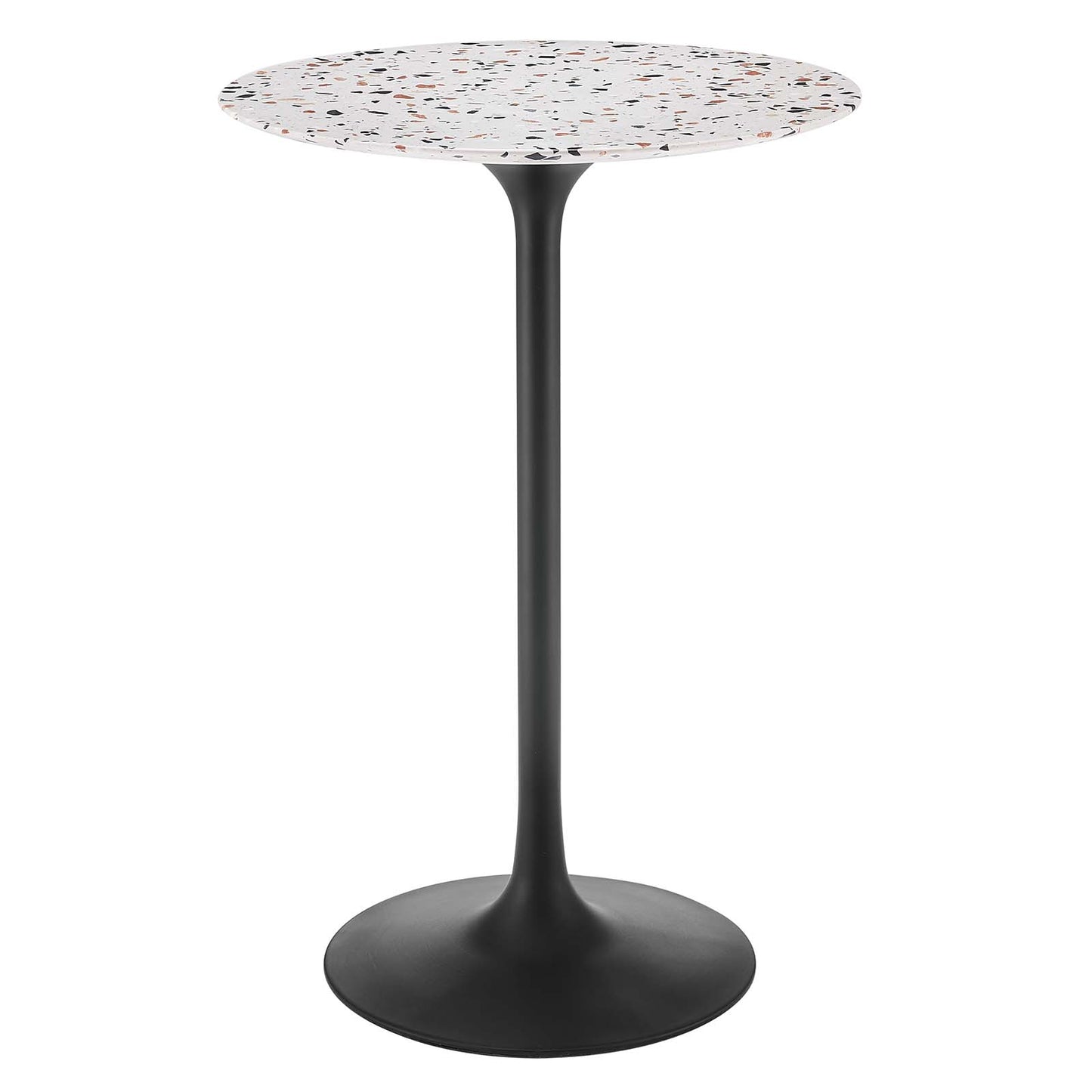 Lippa 28" Round Terrazzo Bar Table Black White EEI-5709-BLK-WHI