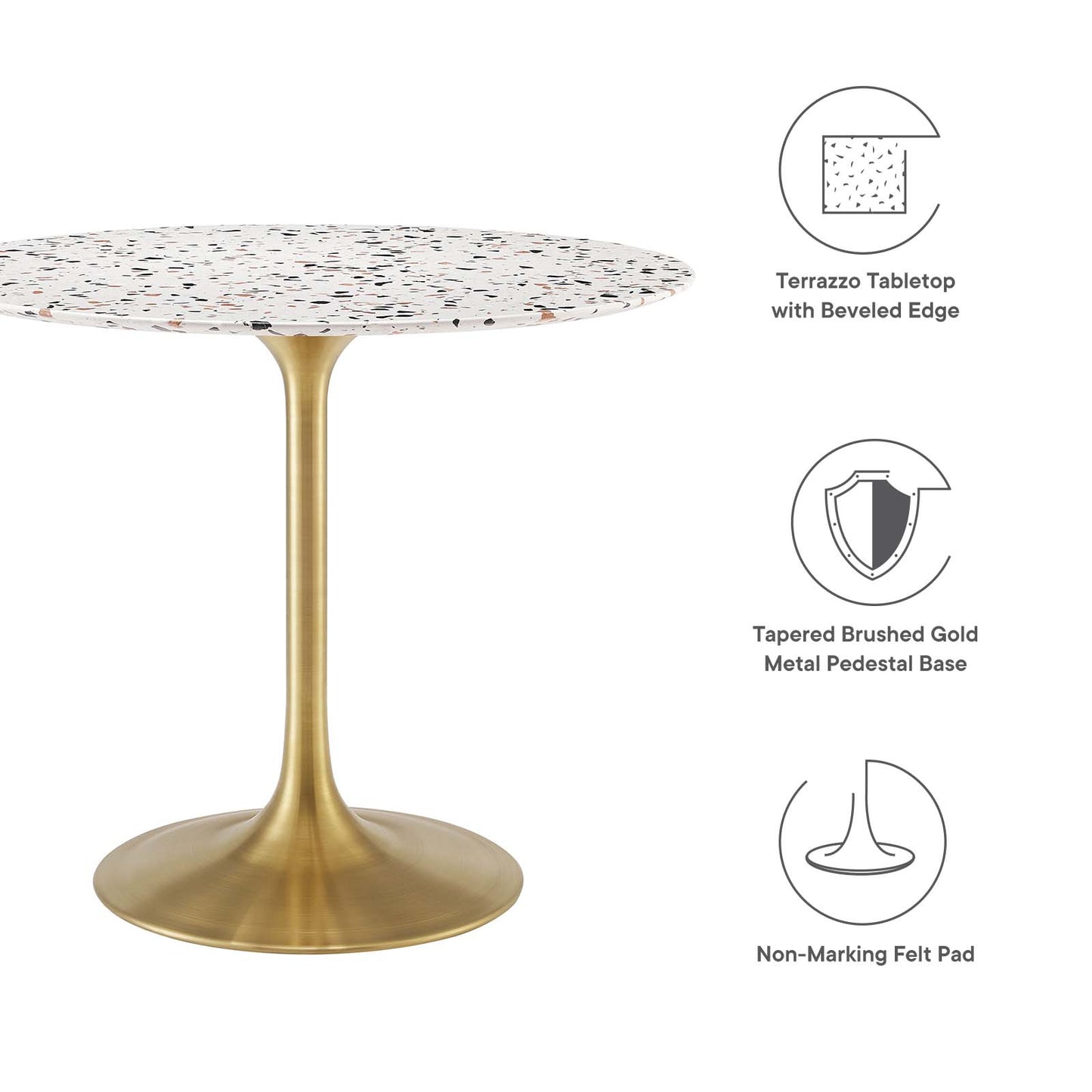 Lippa 36" Round Terrazzo Dining Table Gold White EEI-5715-GLD-WHI