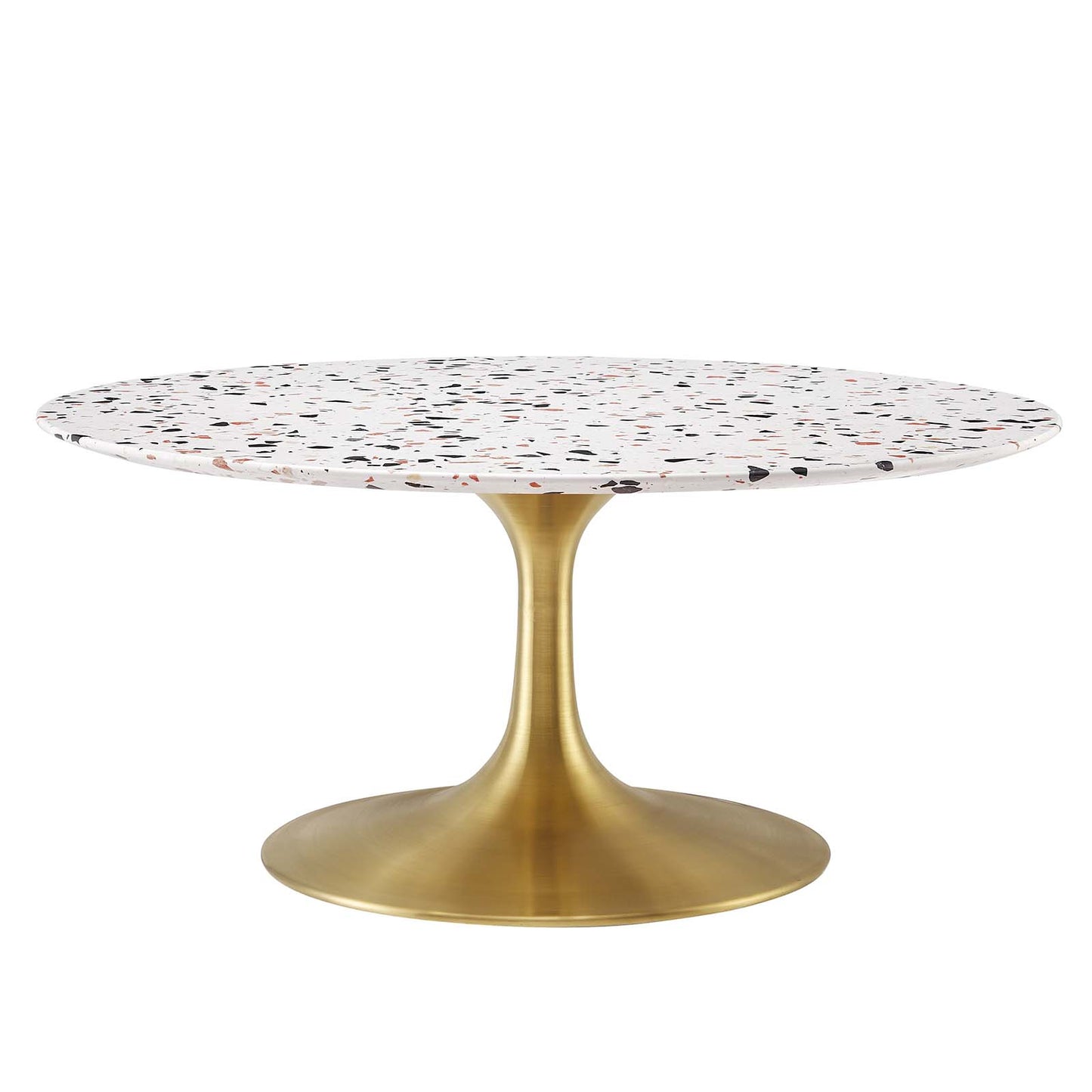 Lippa 36" Round Terrazzo Coffee Table Gold White EEI-5720-GLD-WHI