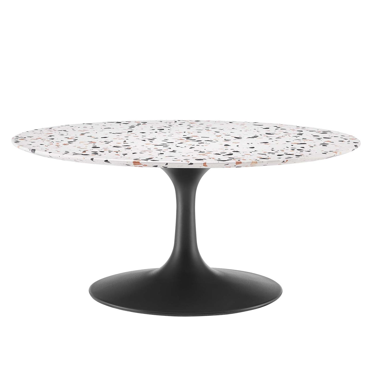 Lippa 36" Round Terrazzo Coffee Table Black White EEI-5721-BLK-WHI