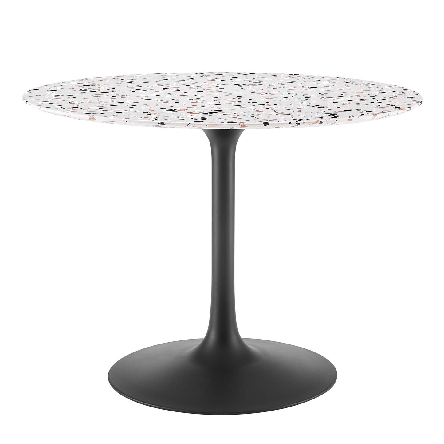 Lippa 40" Round Terrazzo Dining Table Black White EEI-5725-BLK-WHI