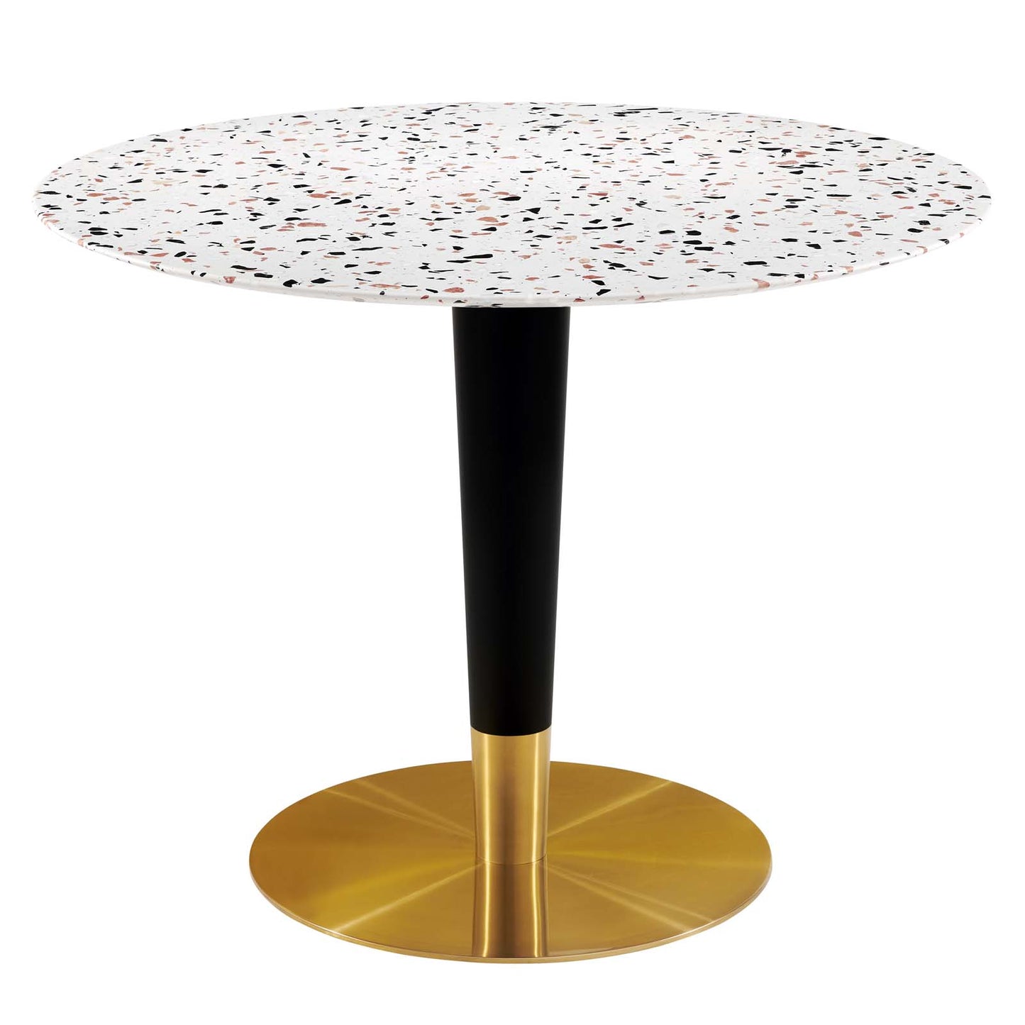 Zinque 40" Round Terrazzo Dining Table Gold White EEI-5727-GLD-WHI