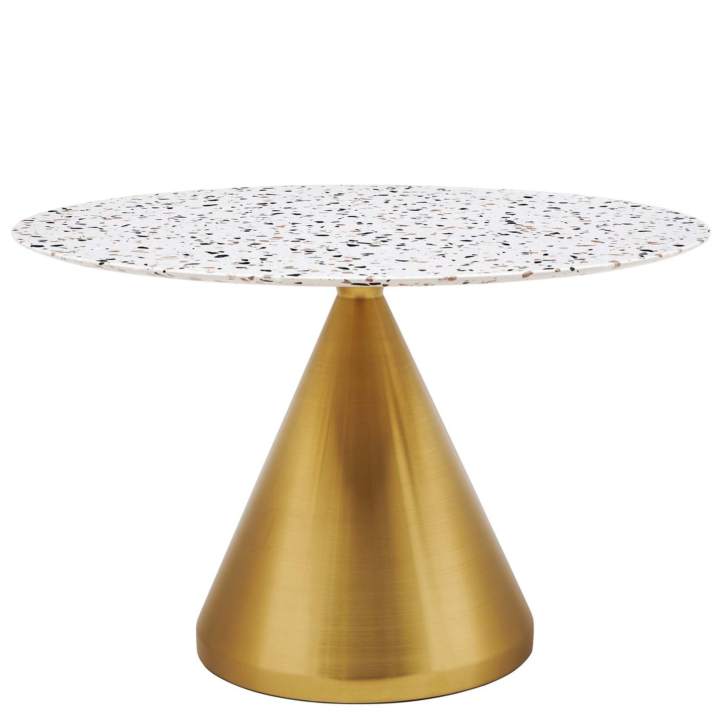 Tupelo 47" Round Terrazzo Dining Table Gold White EEI-5733-GLD-WHI