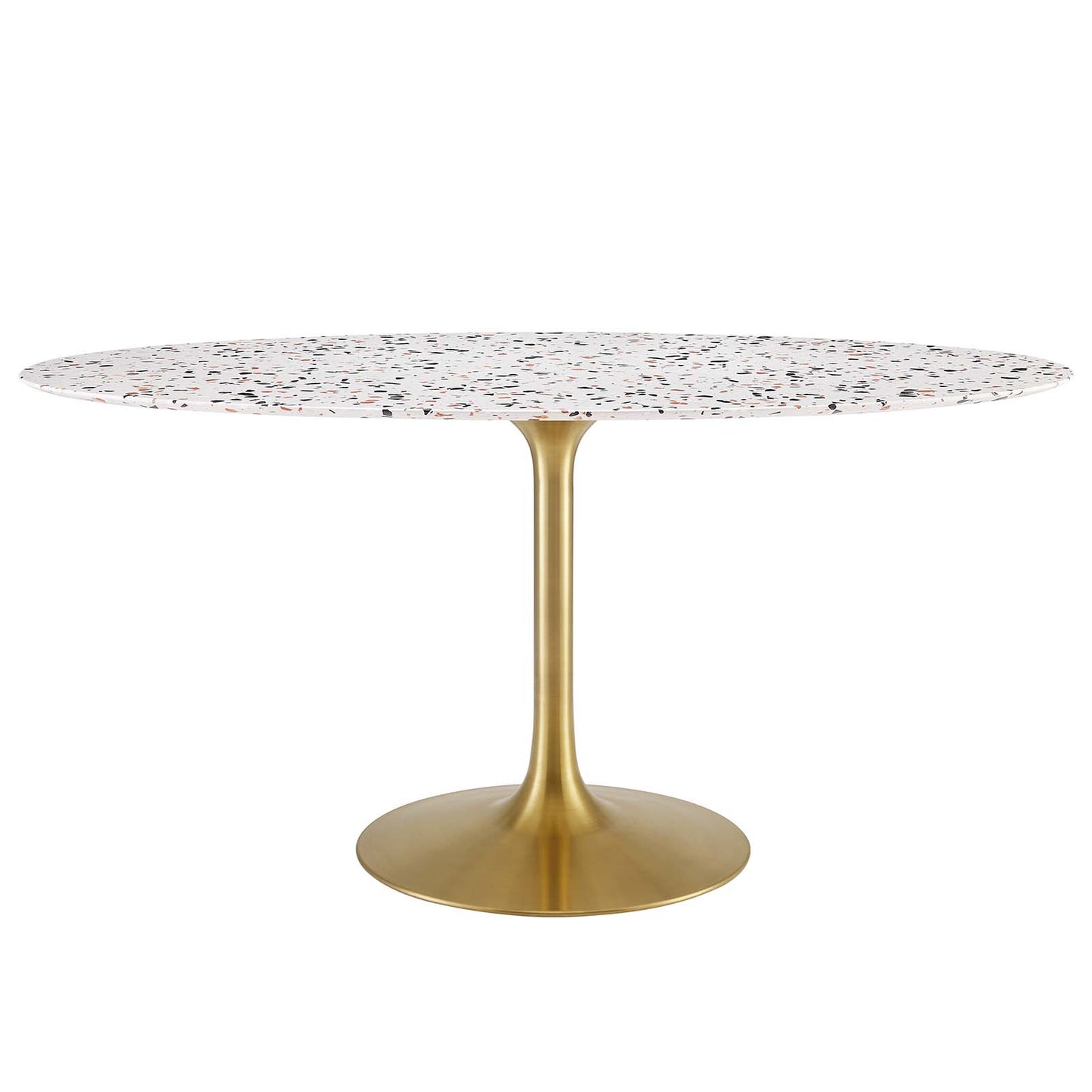 Lippa 60" Oval Terrazzo Dining Table Gold White EEI-5736-GLD-WHI