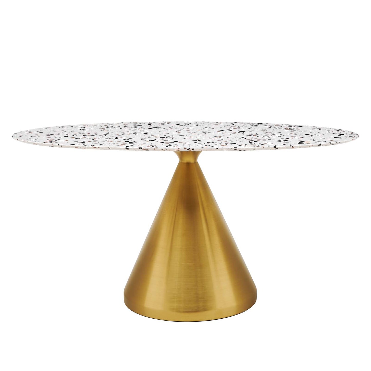 Tupelo 60" Oval Terrazzo Dining Table Gold White EEI-5739-GLD-WHI