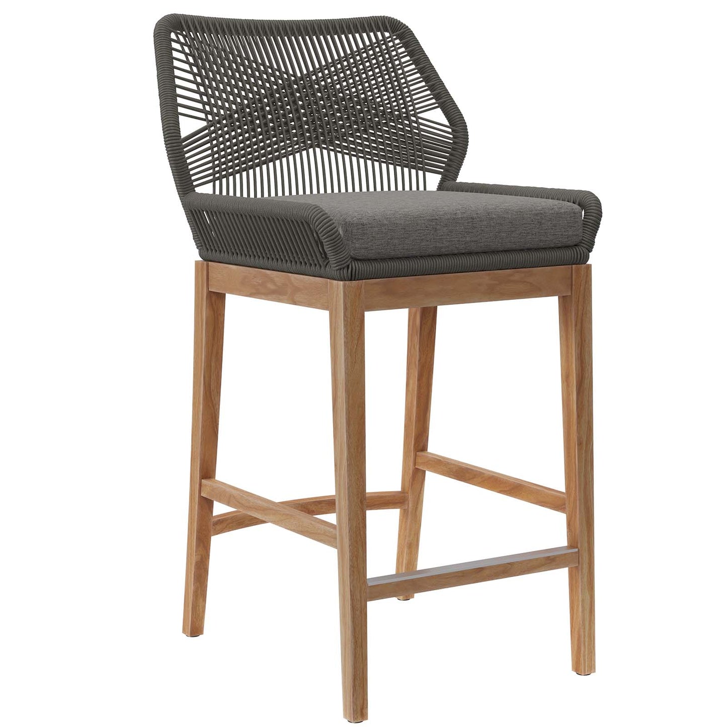 Wellspring Outdoor Patio Outdoor Patio Teak Wood Bar Stool Gray Graphite