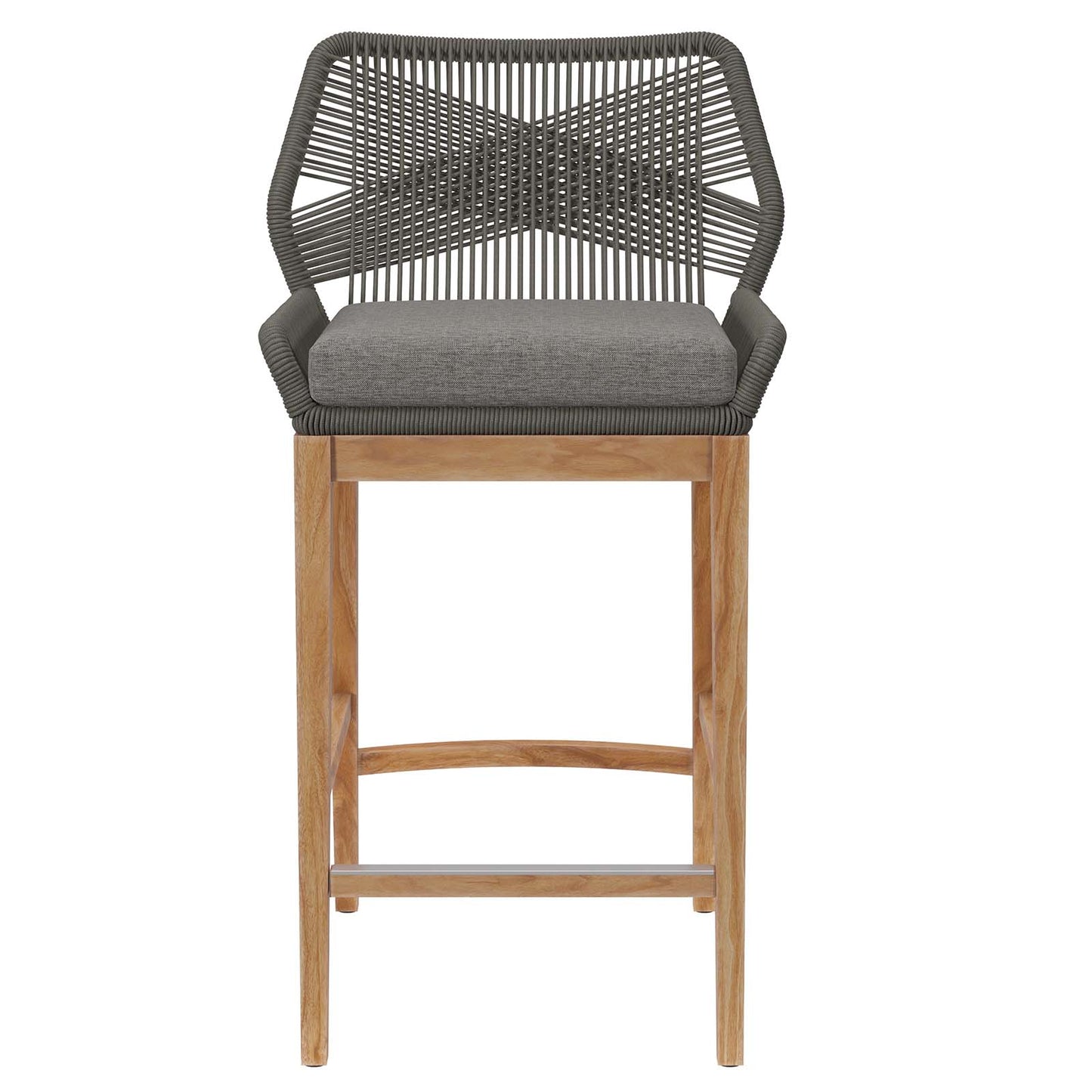 Wellspring Outdoor Patio Outdoor Patio Teak Wood Bar Stool Gray Graphite