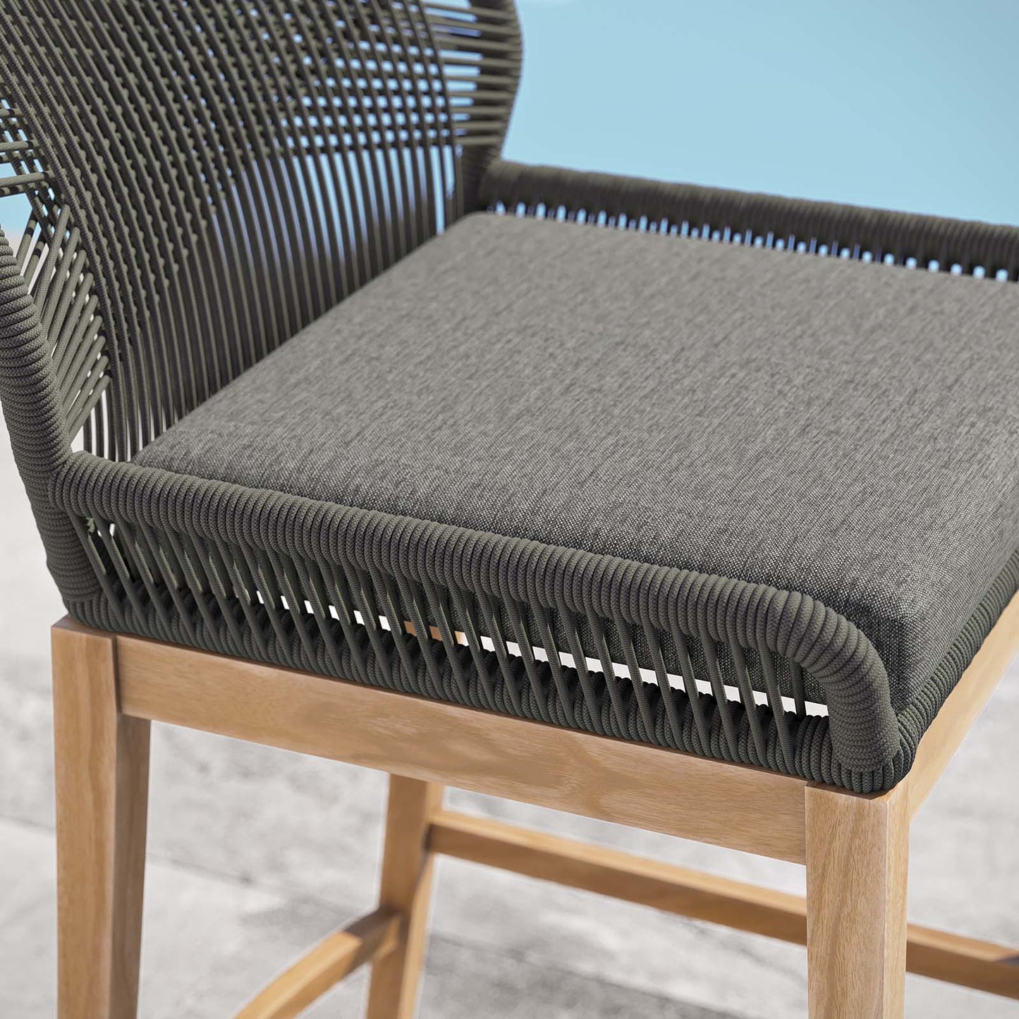Wellspring Outdoor Patio Outdoor Patio Teak Wood Bar Stool Gray Graphite