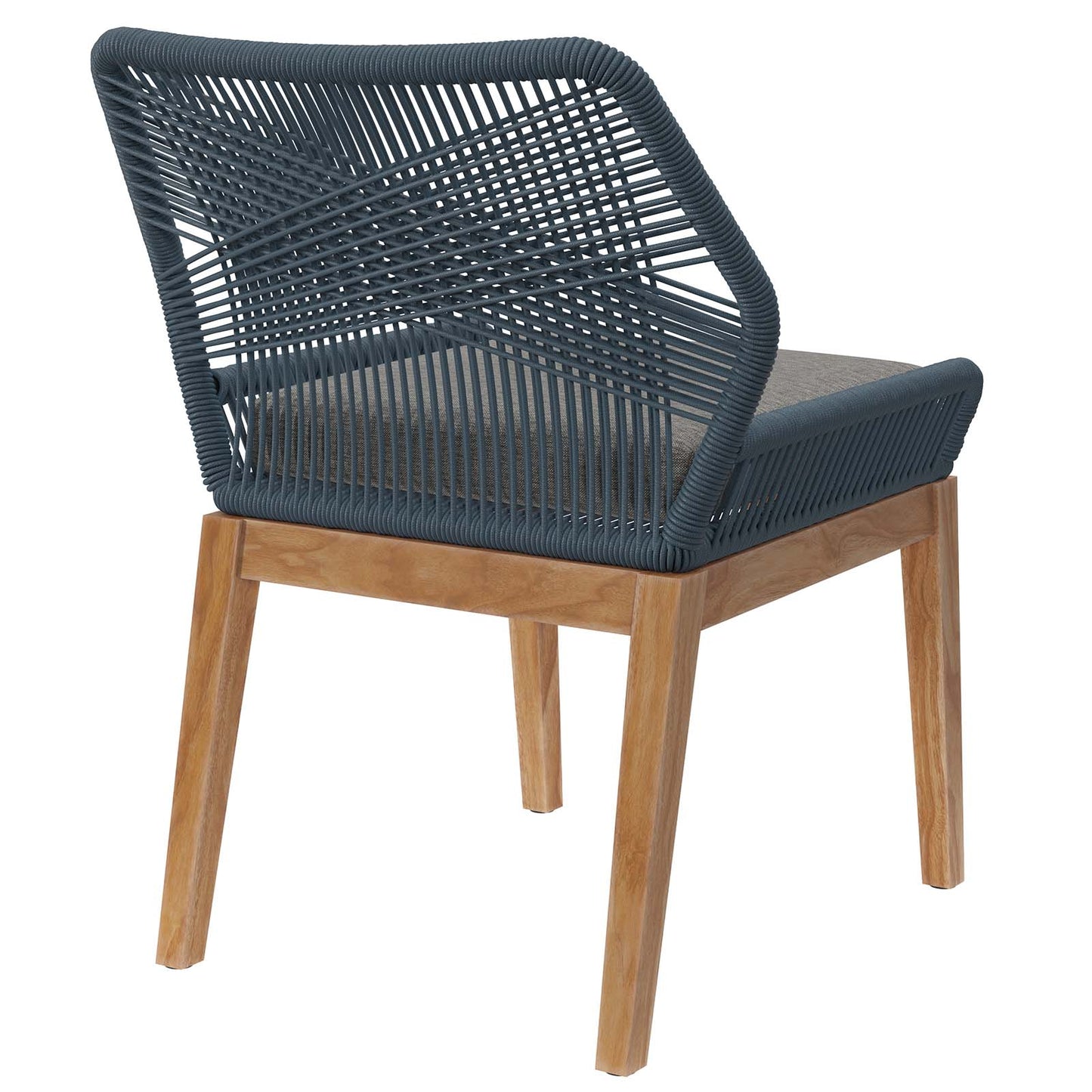 Wellspring Outdoor Patio Teak Wood Dining Chair Blue Graphite EEI-5747-BLU-GPH