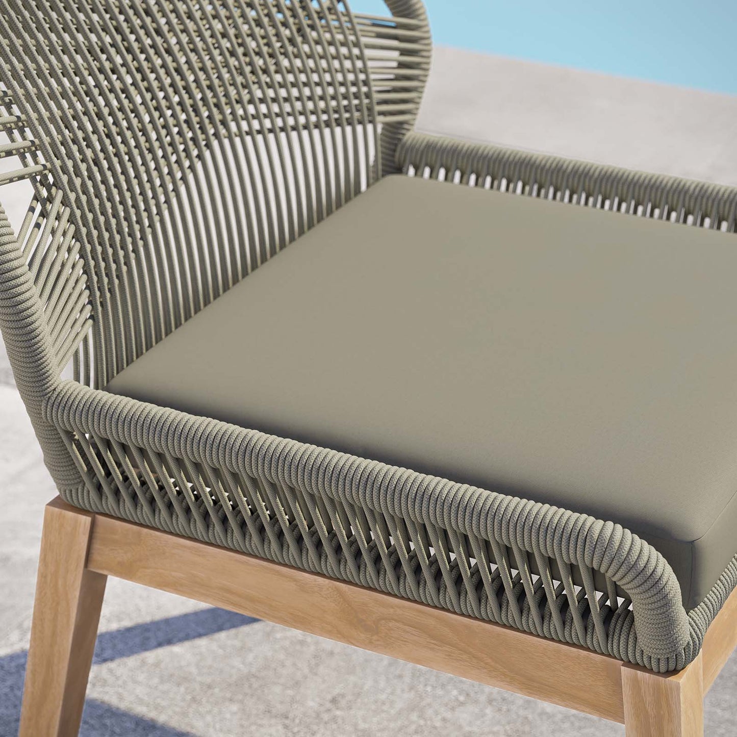 Wellspring Outdoor Patio Teak Wood Dining Chair Light Gray Greige EEI-5747-LGR-GRG