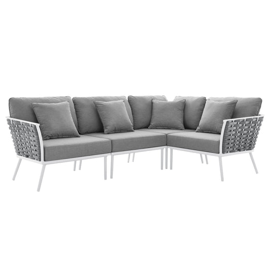 Stance Outdoor Patio Aluminum Large Sectional Sofa White Gray