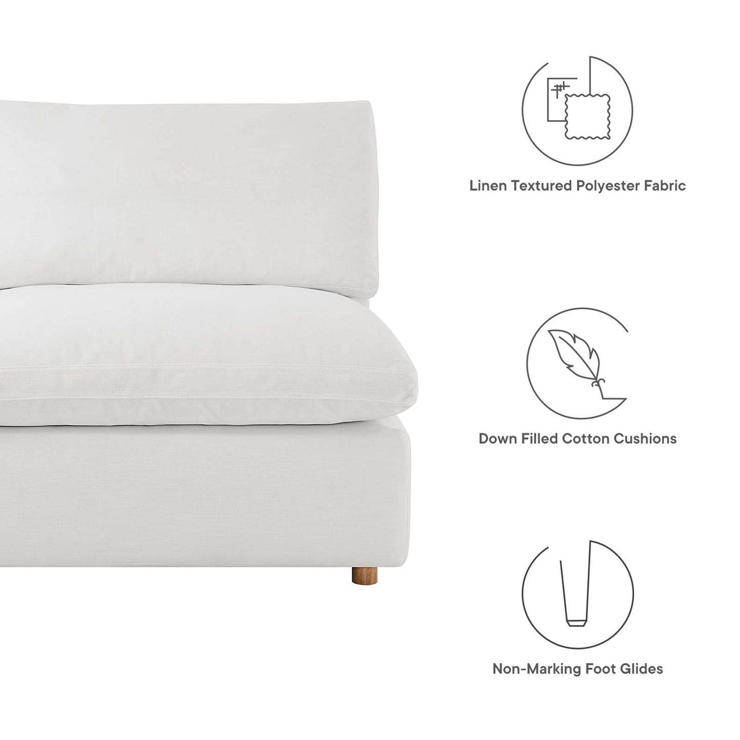 Commix Down Filled Overstuffed 6-Piece Sectional Sofa Pure White EEI-5761-PUW